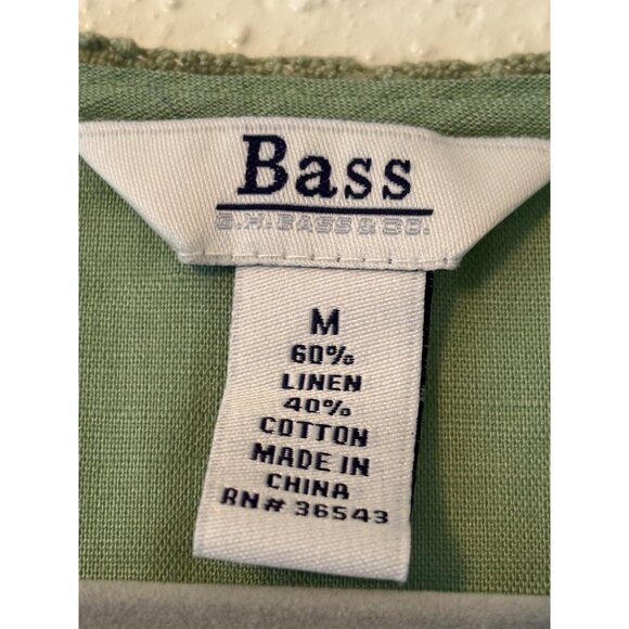 Bass Womens Empire Green Sleeveless Linen Cotton Top Size M Y2K VTG - Picture 5 of 9